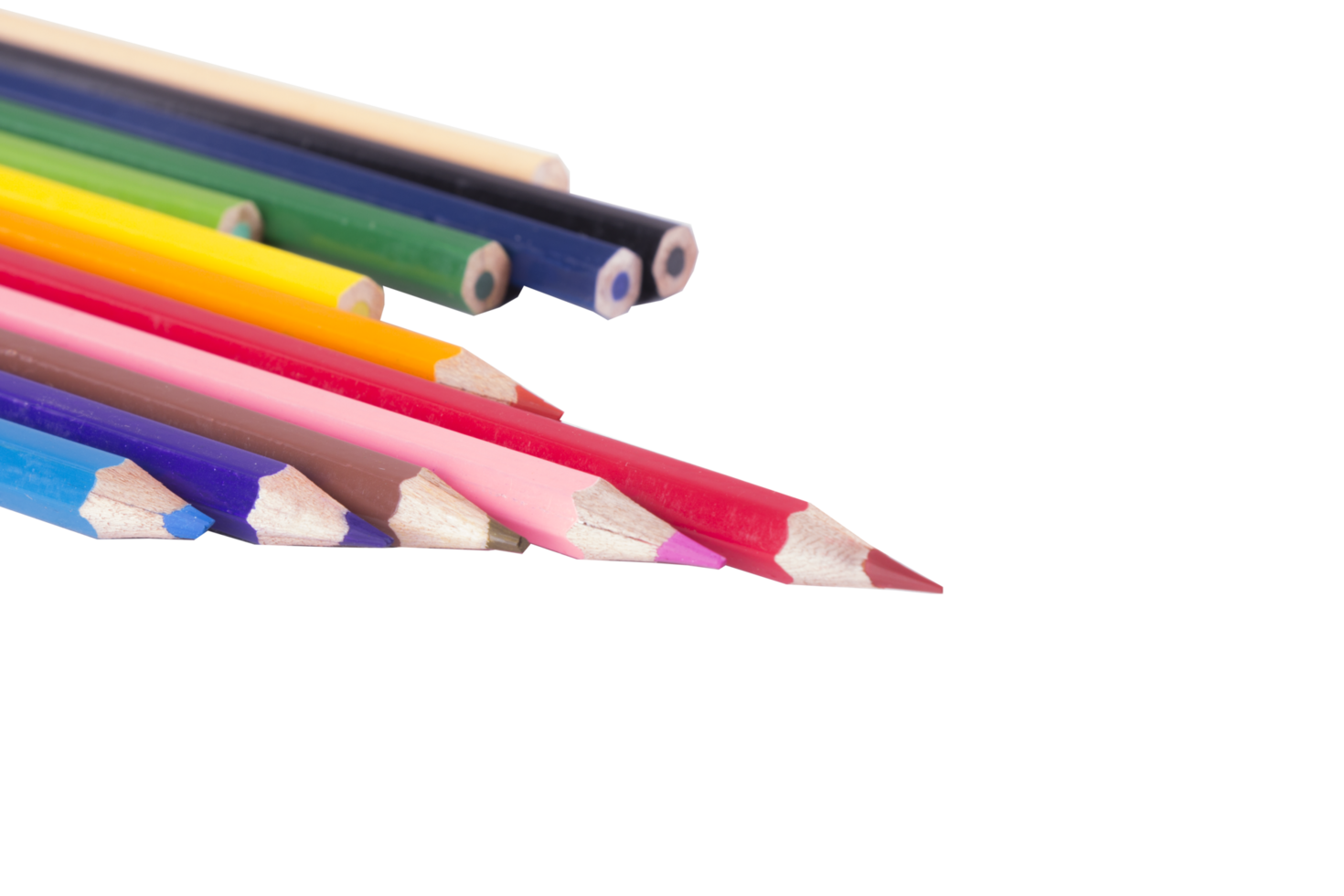 Color pencils isolated on white background. negative space png