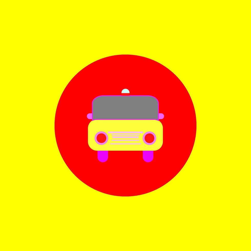 a yellow and red bus icon on a yellow background vector