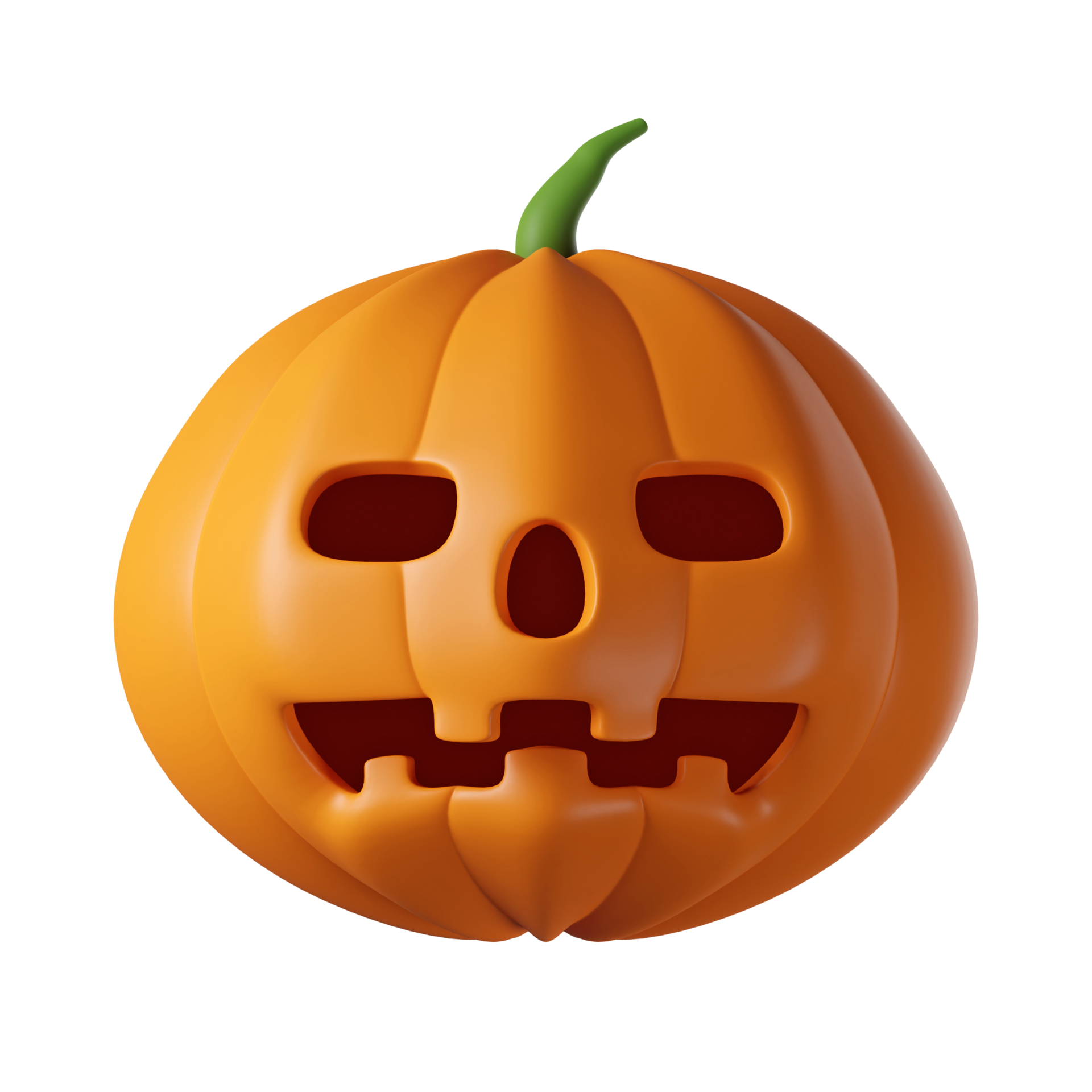 3D realistic halloween angry pumpkin isolated on transparent background