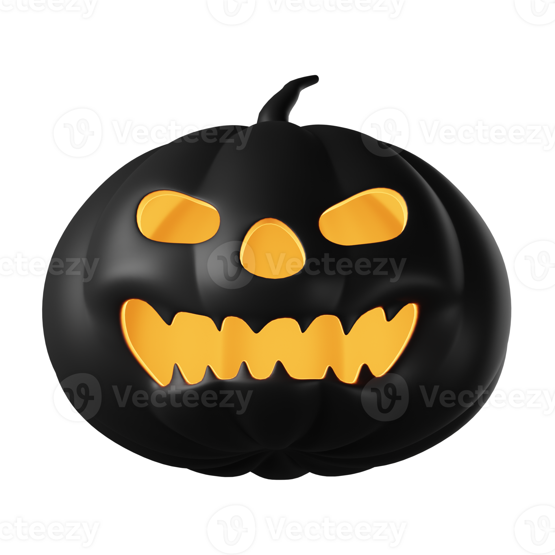 3D realistic halloween angry pumpkin isolated on transparent background