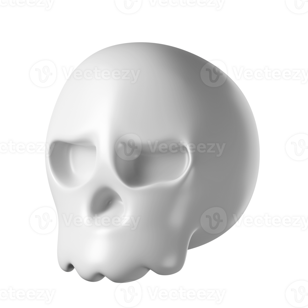 3d skull halloween isolated on transparent background. realistic white skull png