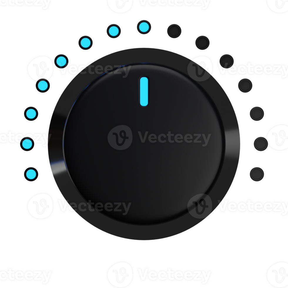 3d. Realistic volume button with blue light isolated on transparent background. png