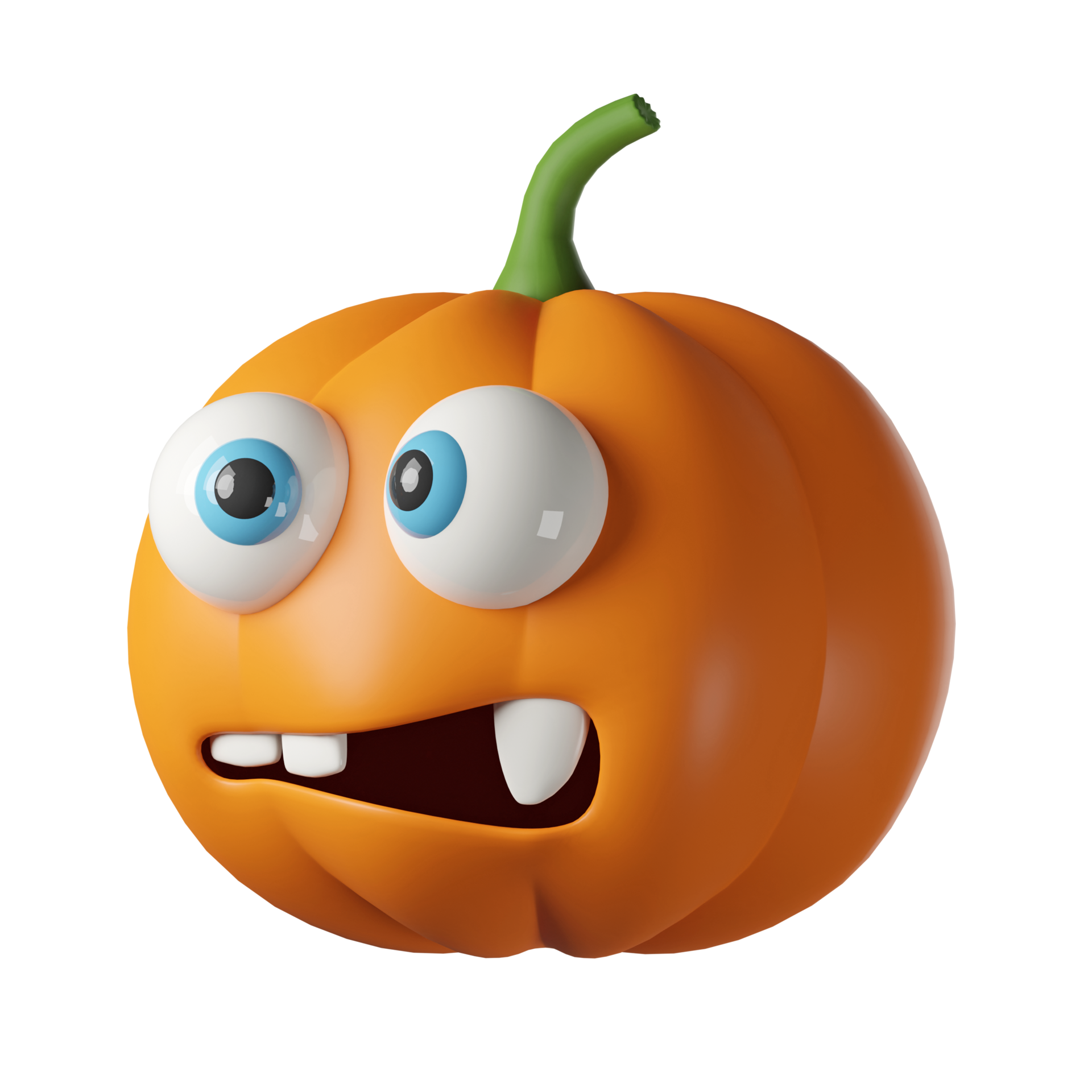 3D realistic halloween cute pumpkin isolated on transparent background