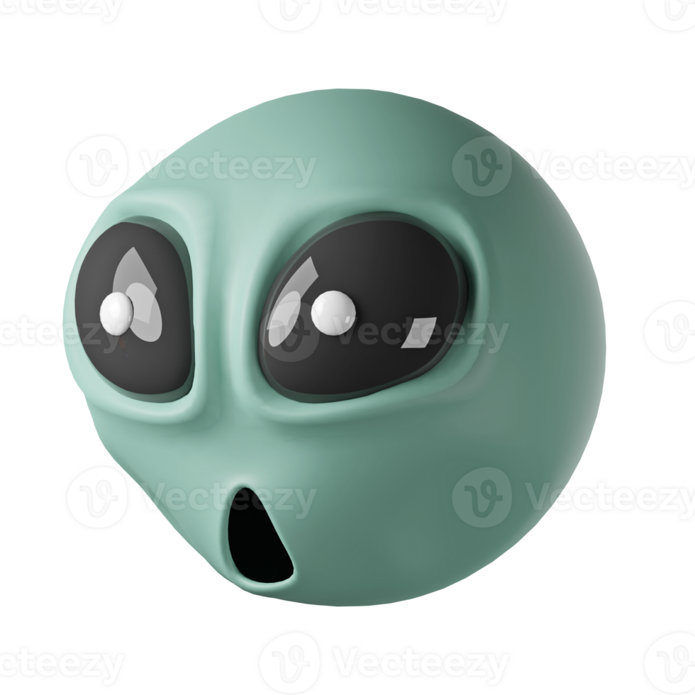 3D angry green alien, isolated on transparent background. devil halloween png