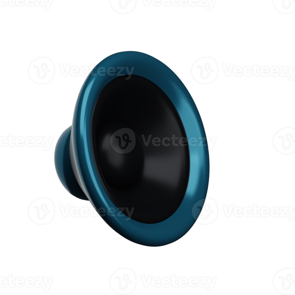 3d. Realistic blue loudspeaker isolated on transparent background. png