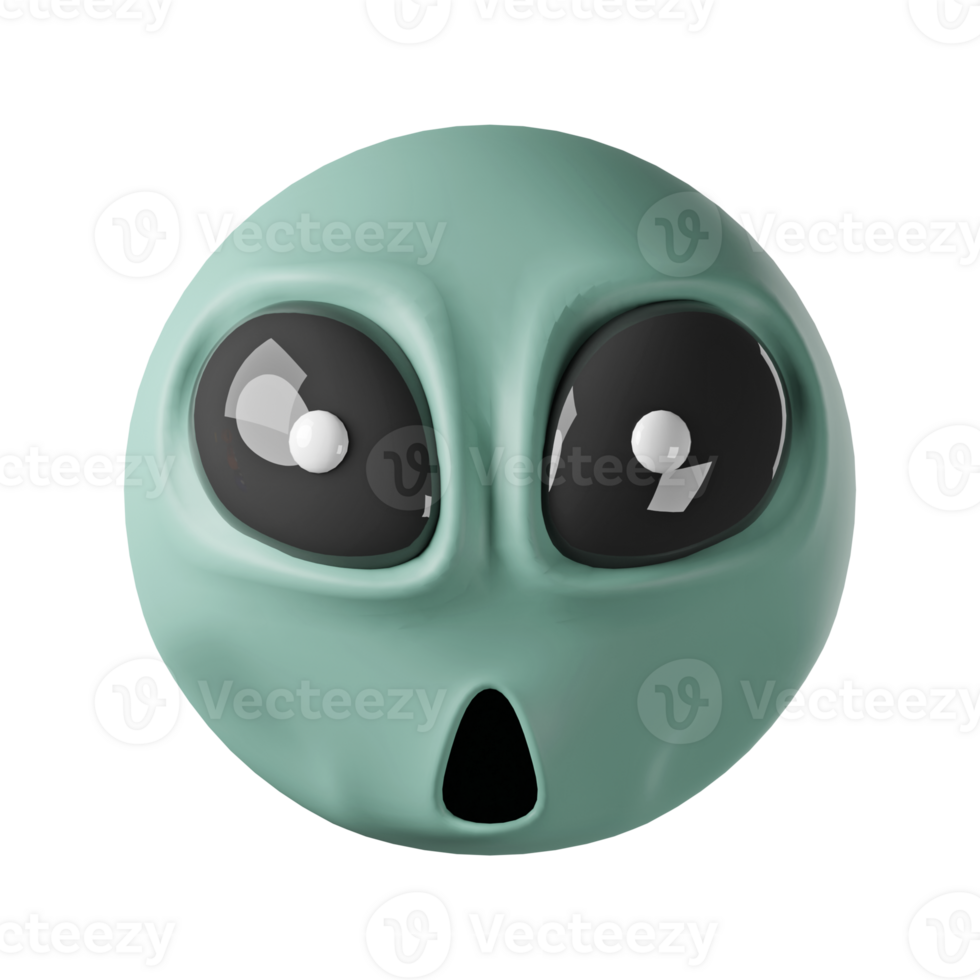 3D angry green alien, isolated on transparent background. devil halloween png