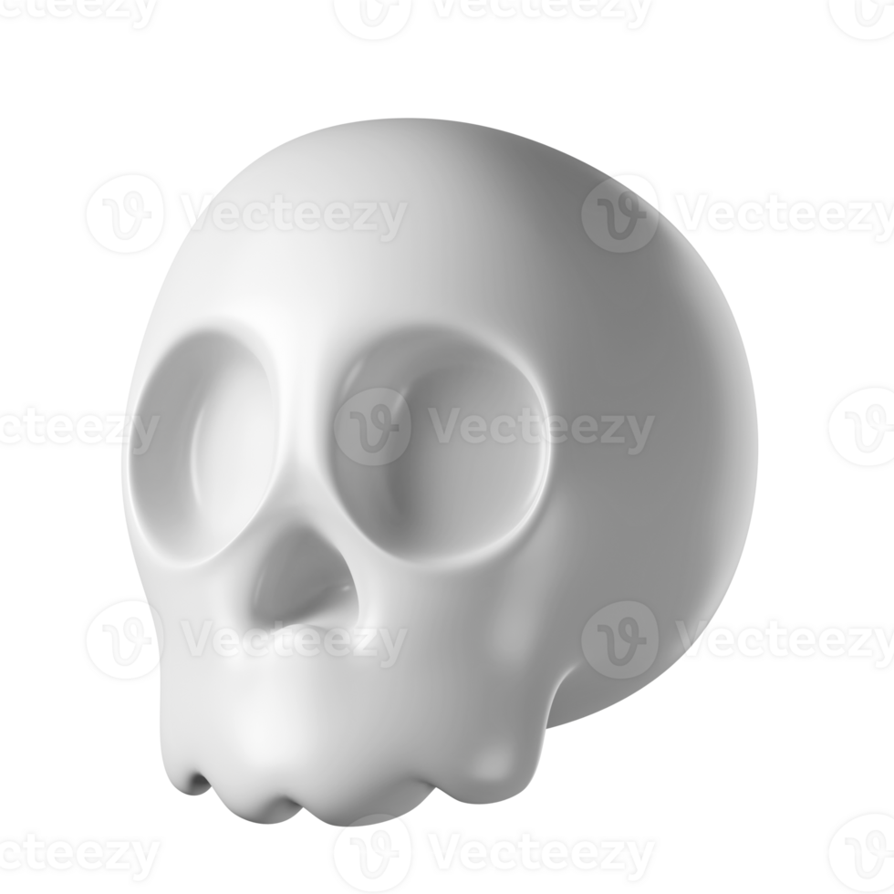 3d skull halloween isolated on transparent background. realistic white skull png