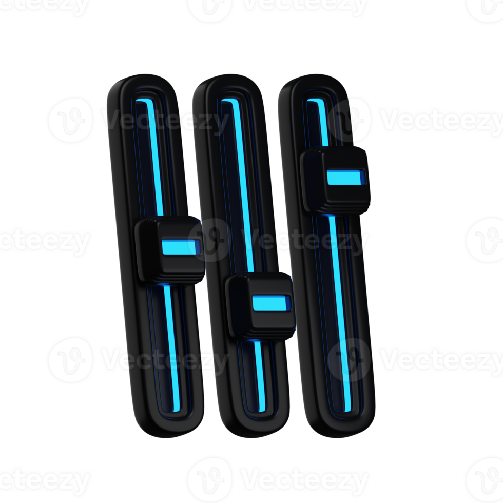 3d. Symbol Equalizer mit Blau Licht isoliert auf transparent Hintergrund. png