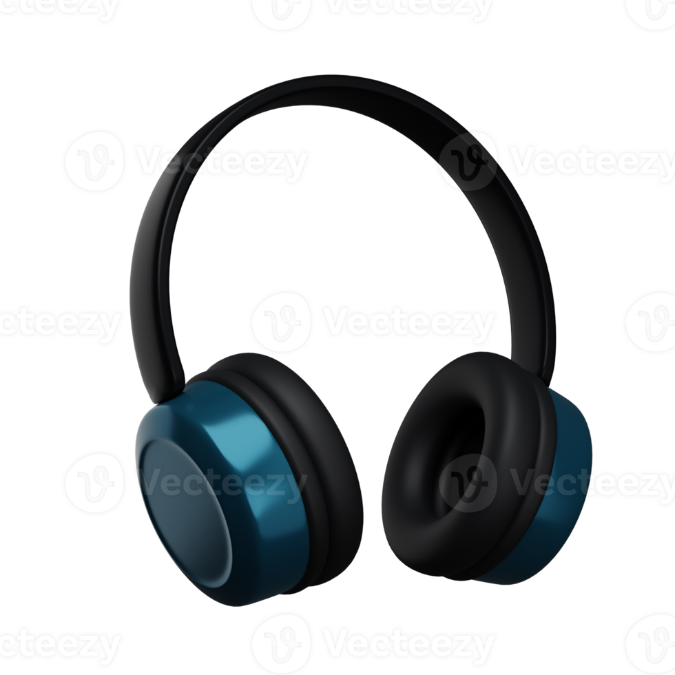 3d. Realistic blue headphone isolated on transparent background. png
