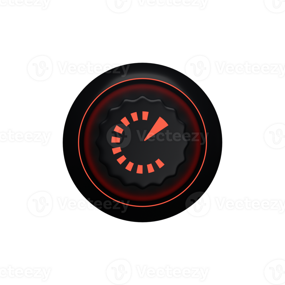 3d. réaliste le volume bouton avec rouge lumière isolé sur transparent Contexte. png