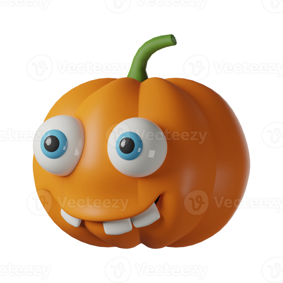 3D realistic halloween cute pumpkin isolated on transparent background