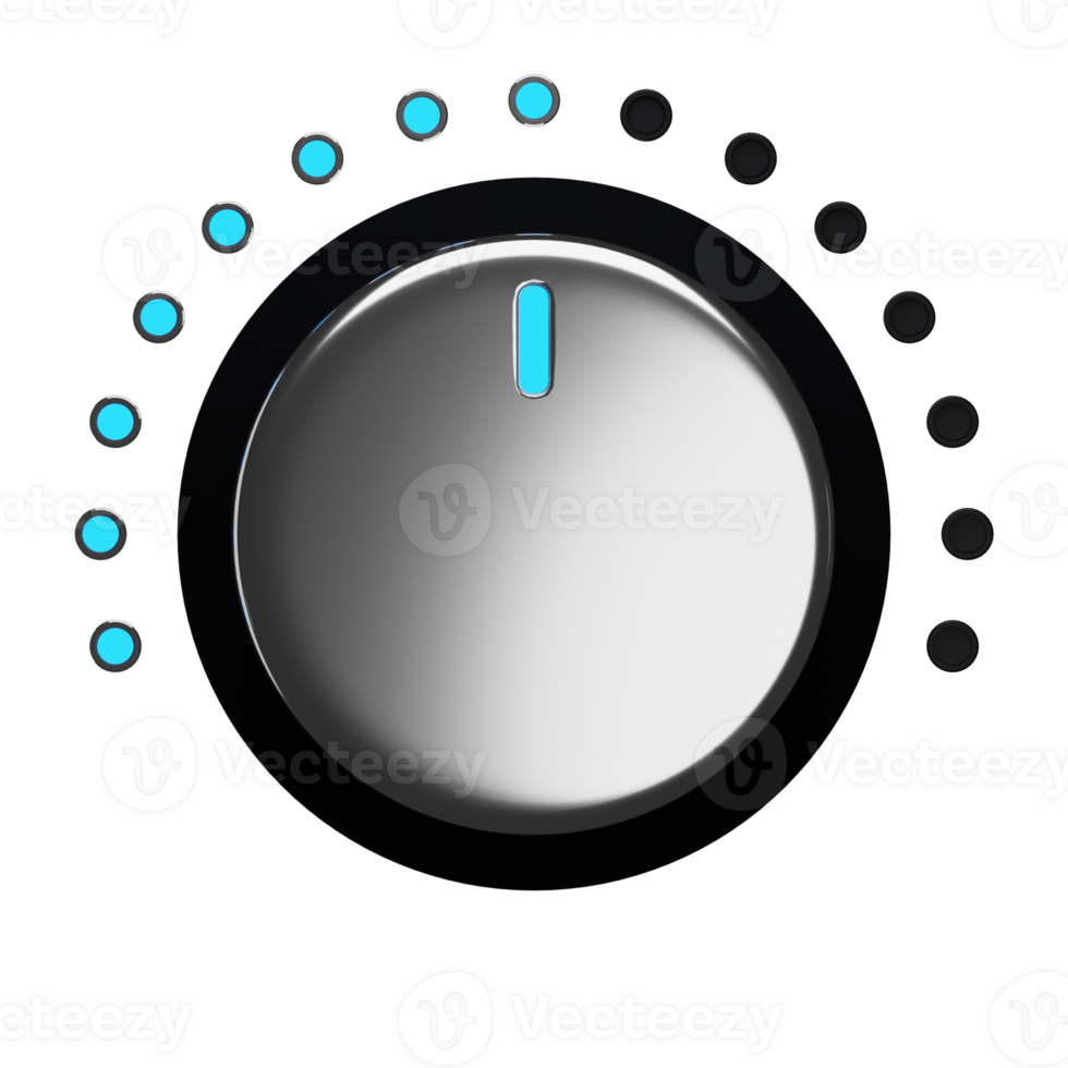 3d. Realistic volume button with blue light isolated on transparent background. png