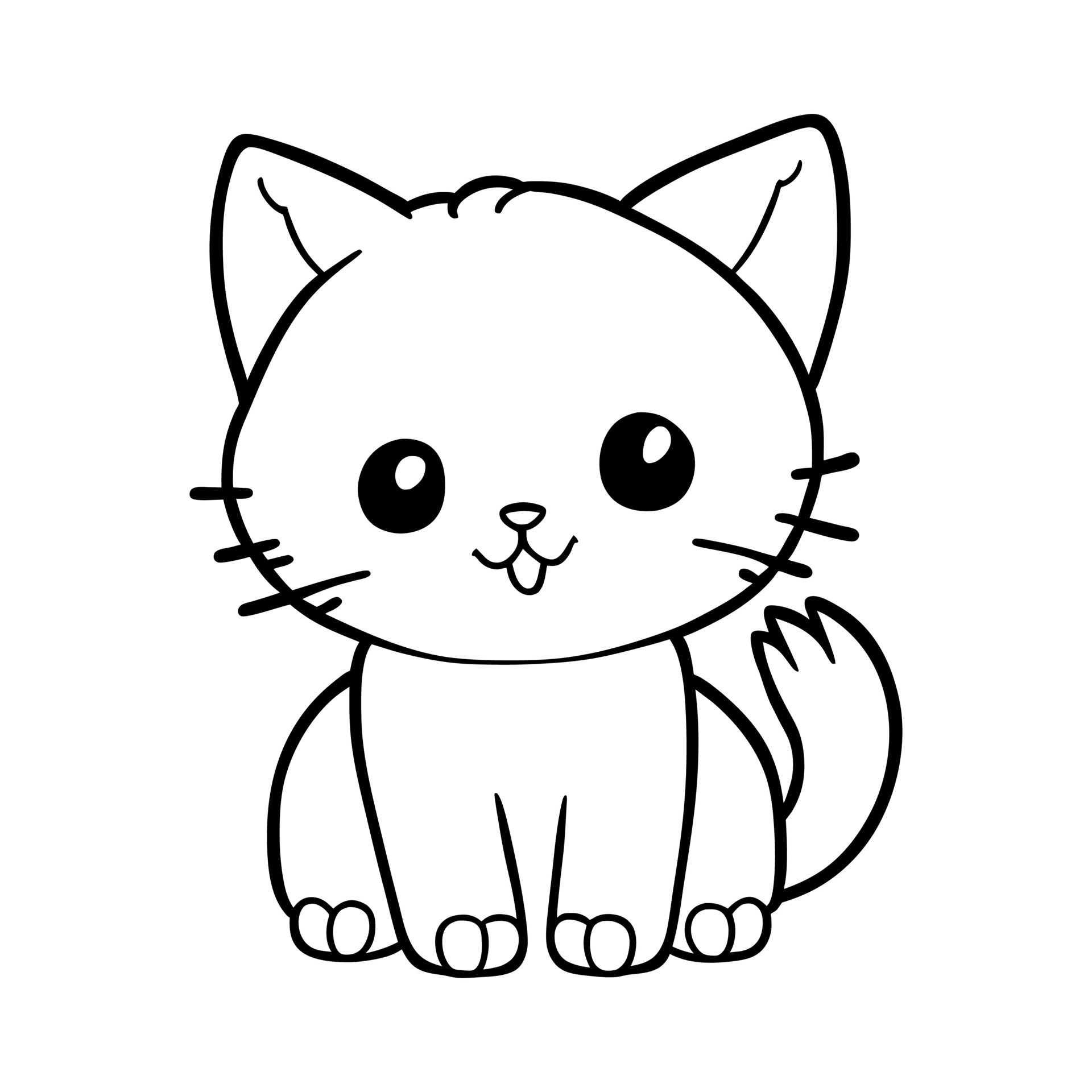 Cute sitting kitten. Vector illustration for coloring book in doodle ...