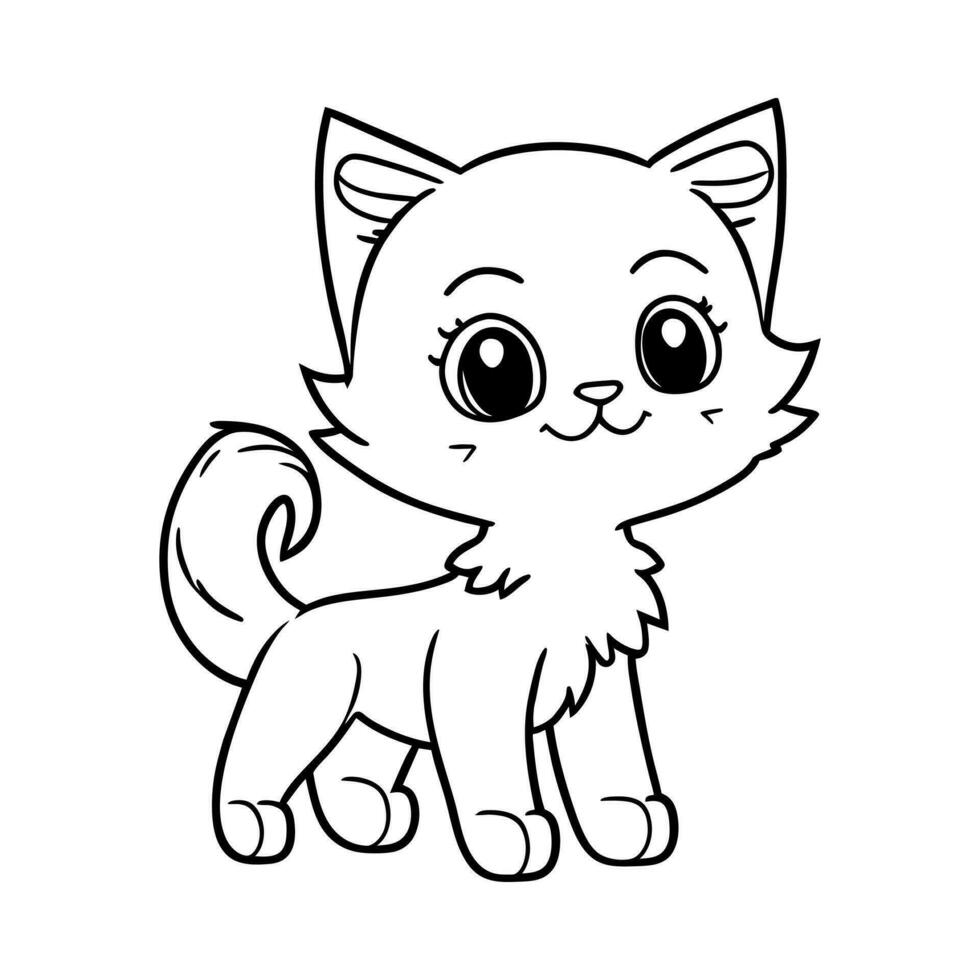 linda alegre gatito. vector ilustración para colorante libro en garabatear estilo