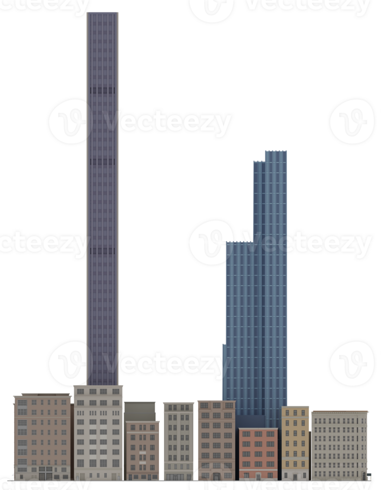 3d illustration tecknad serie stad scape byggnad skyskrapa nyc png