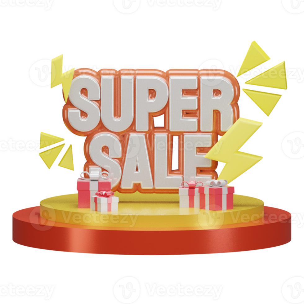 3d render cute podium illustration shopping marketing big sale discount shop promo png