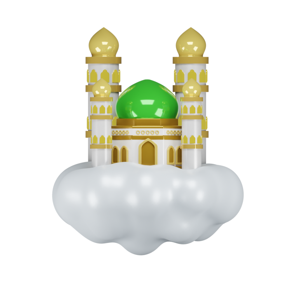 3d render illustration of islamic ramadan maulid icon on cloud png