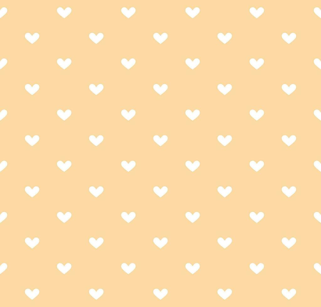 White heart seamless pattern on Yellow background Vector