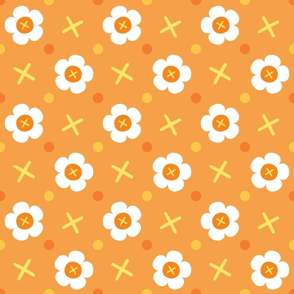 sin costura floral modelo. blanco flor en un naranja antecedentes. dibujos animados ilustración vector