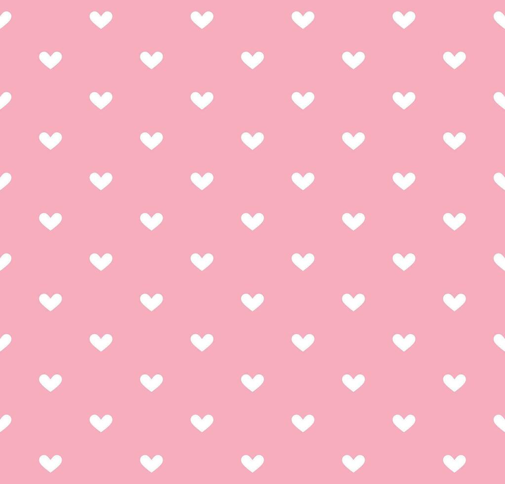White heart seamless pattern on pastel pink background Vector, vector