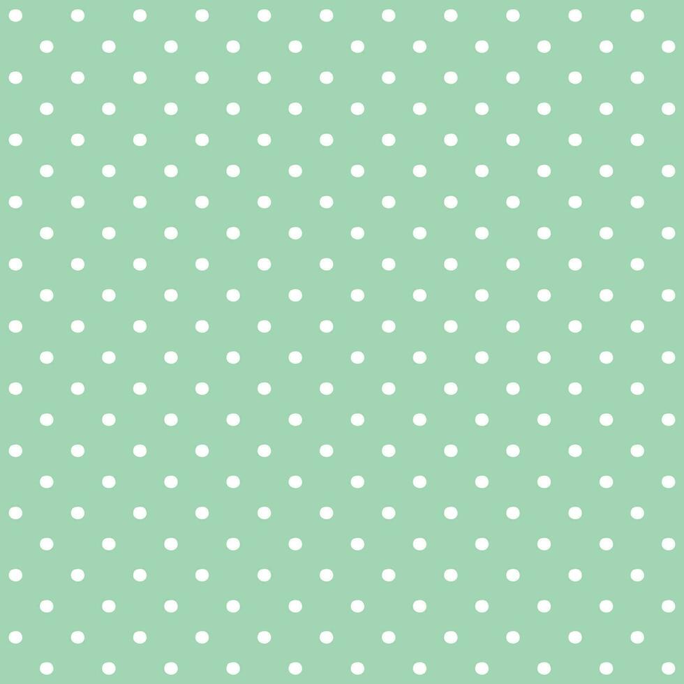 Pastel green and white seamless polka dot pattern vector