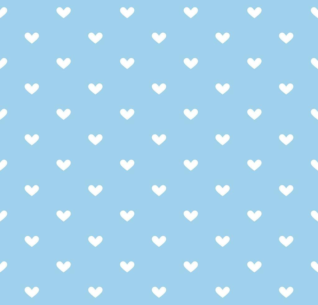 White heart seamless pattern on blue background Vector