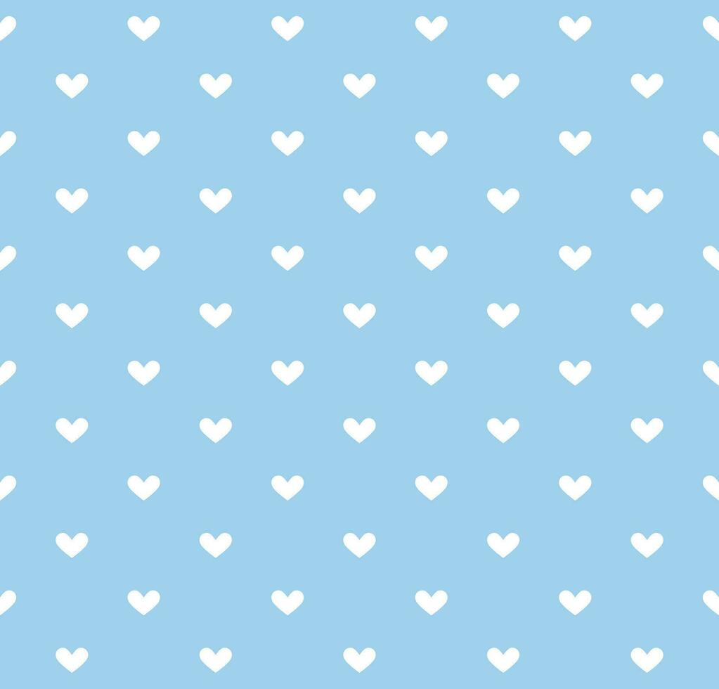 White heart seamless pattern on blue background Vector