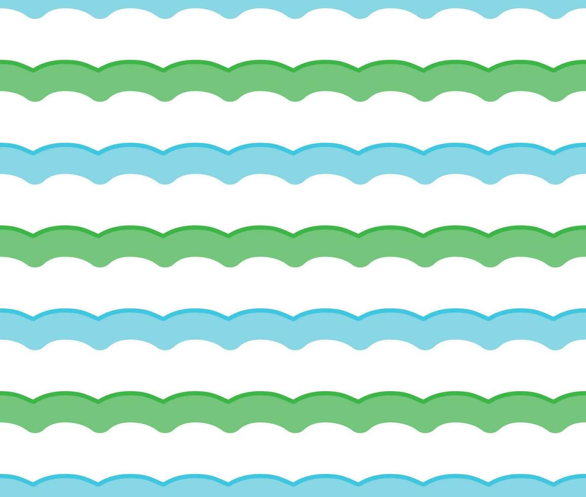 seamless pattern with blue and green wavy lines at white background, Cotton candy, Cloud fluffy, Vector illustration