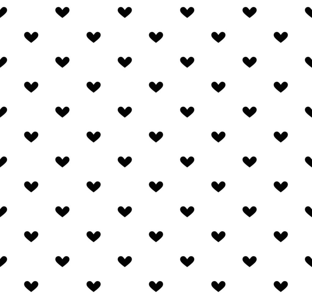 Black heart seamless pattern on white background Vector