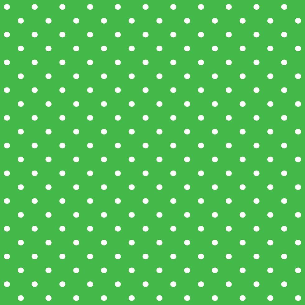 Green and white seamless polka dot pattern vector