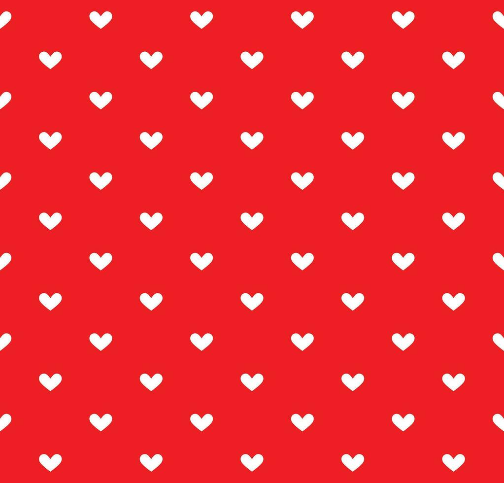 White heart seamless pattern on red background Vector