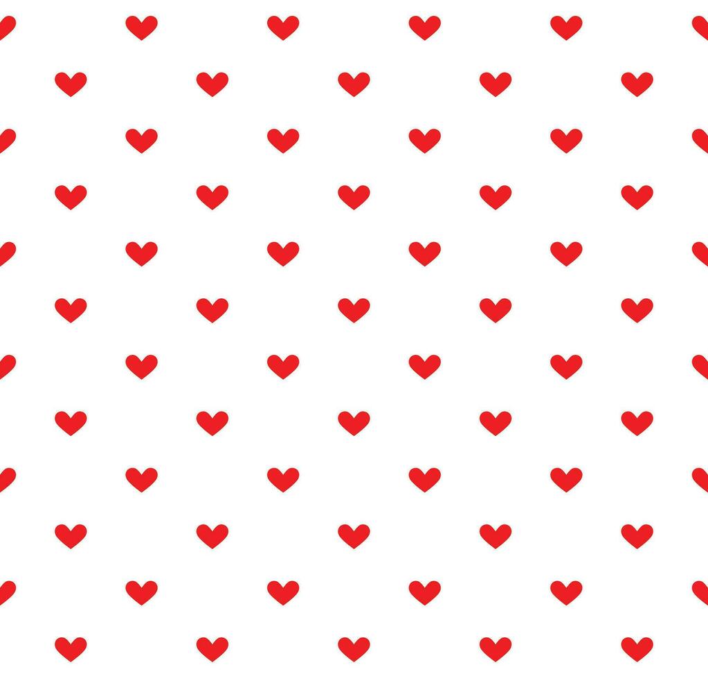 Red heart seamless pattern on white background Vector