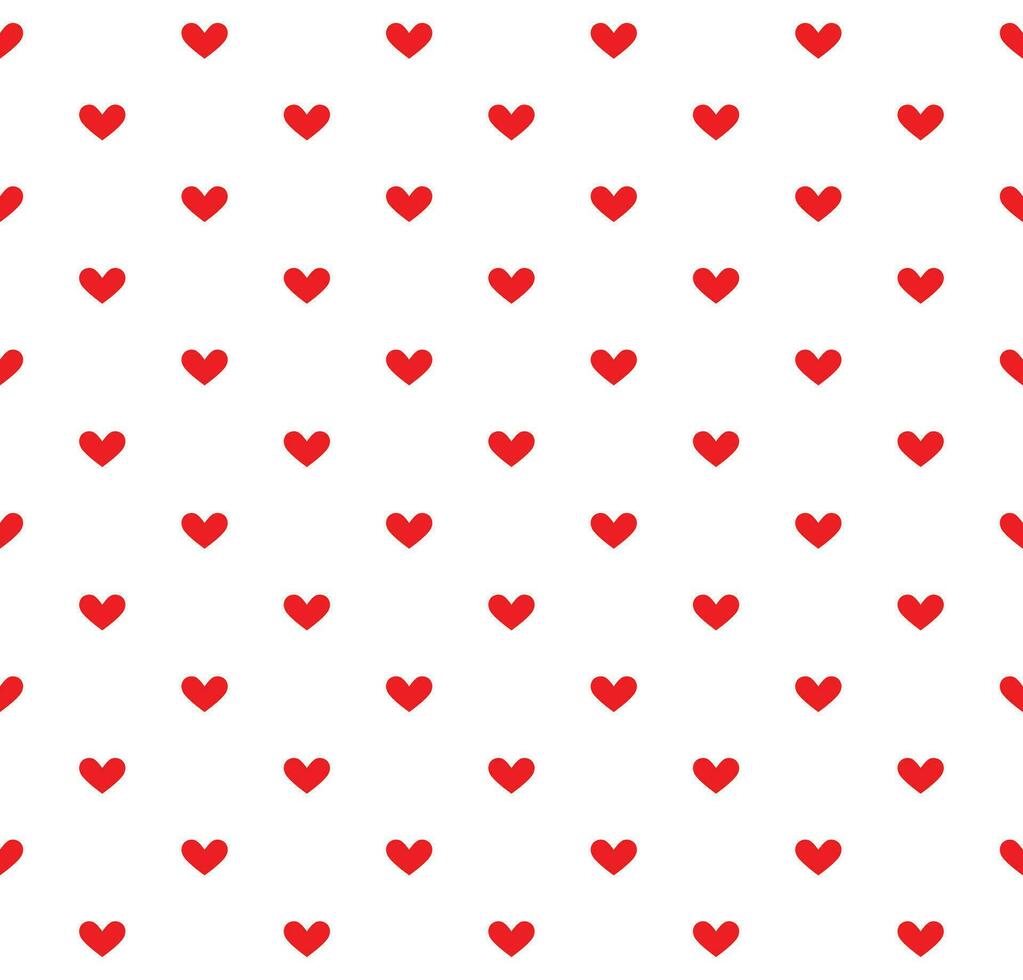 Red heart seamless pattern on white background Vector