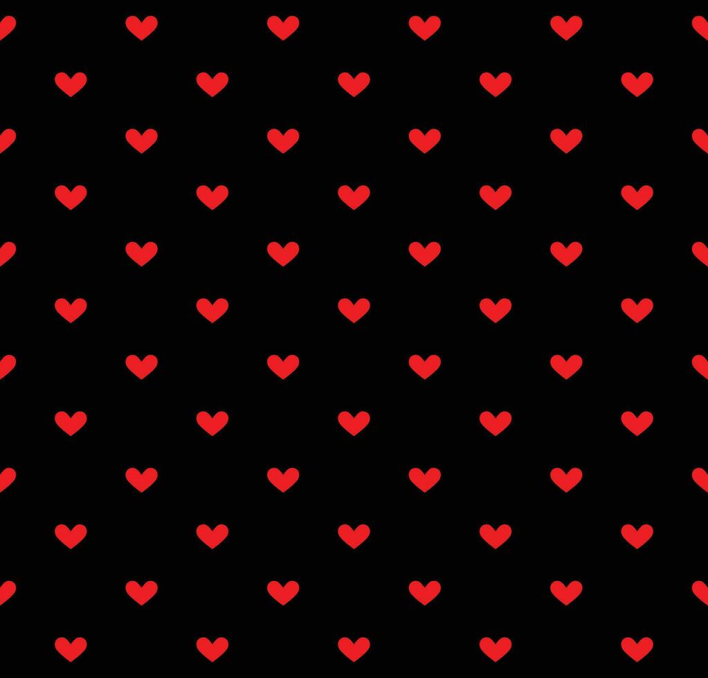Red heart seamless pattern on black background Vector