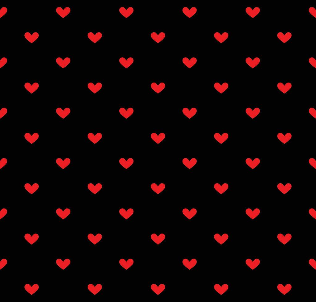 Red heart seamless pattern on black background Vector