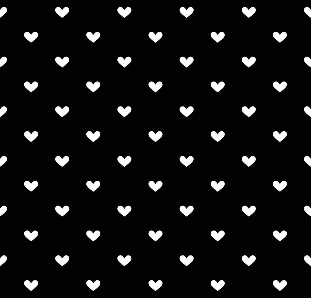 White heart seamless pattern on black background Vector