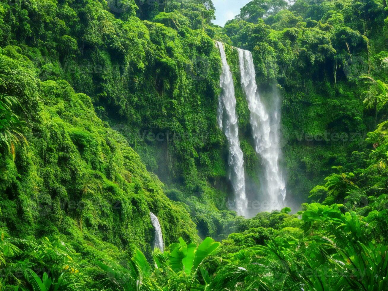 waterfall in the jungle ai generated photo