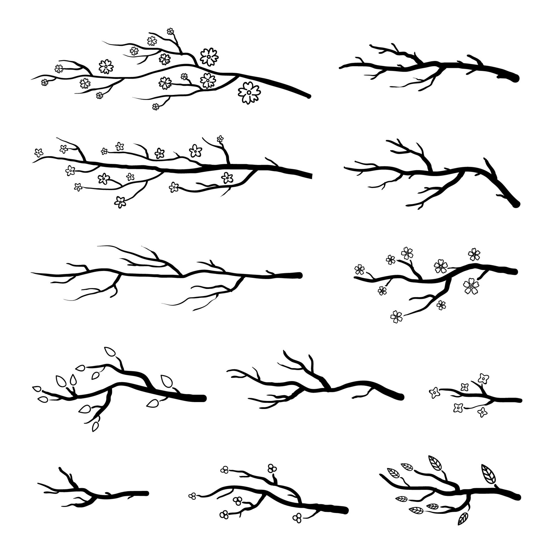 Collection of tree twigs and branches. 27157020 Vector Art at Vecteezy
