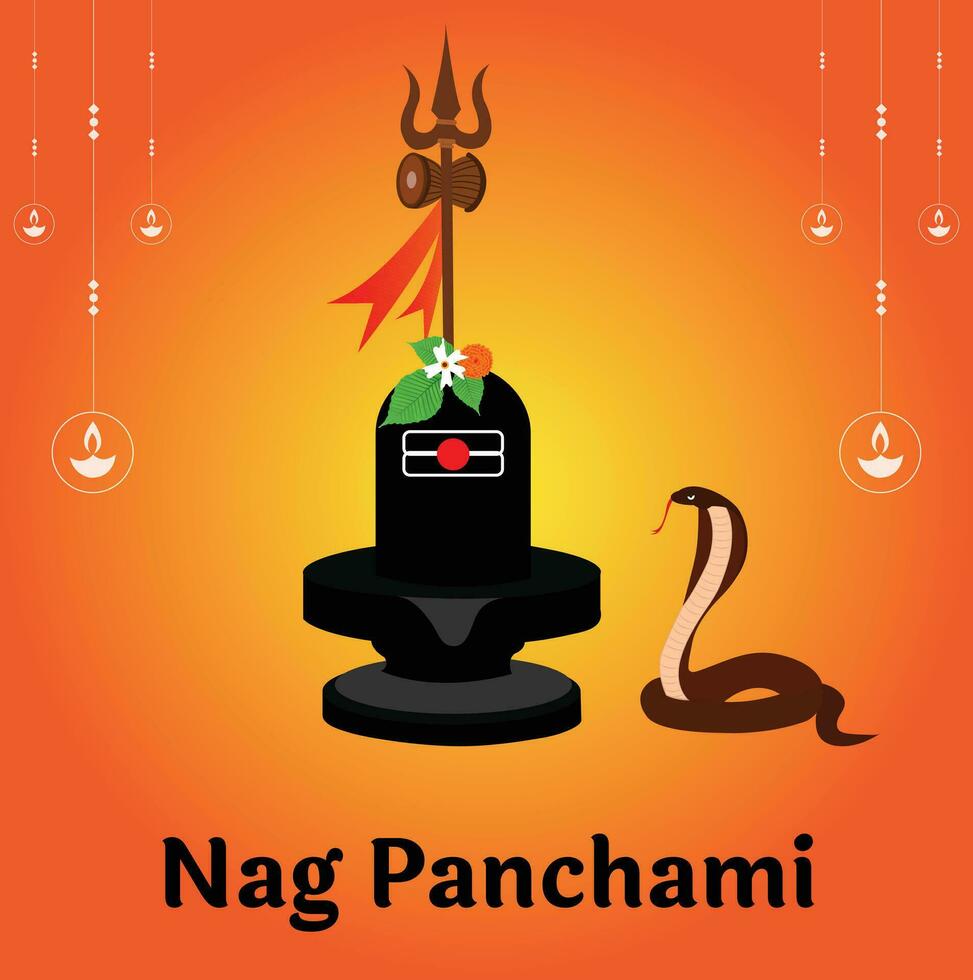 Happy Nag Panchami Indian Hindu Festival Celebration Vector Design