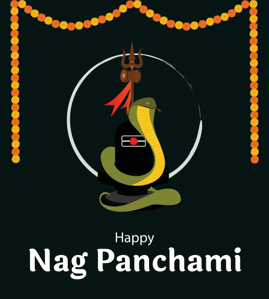 Happy Nag Panchami Indian Hindu Festival Celebration Vector Design