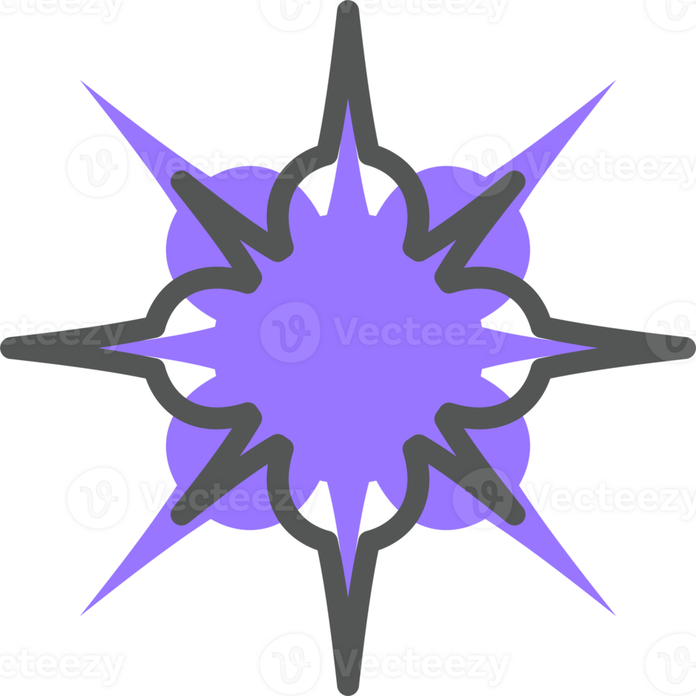 Abstract star for design. Neobrutalism graphic shape. Minimal groovy Y2k retro sticker. Retro labels. png