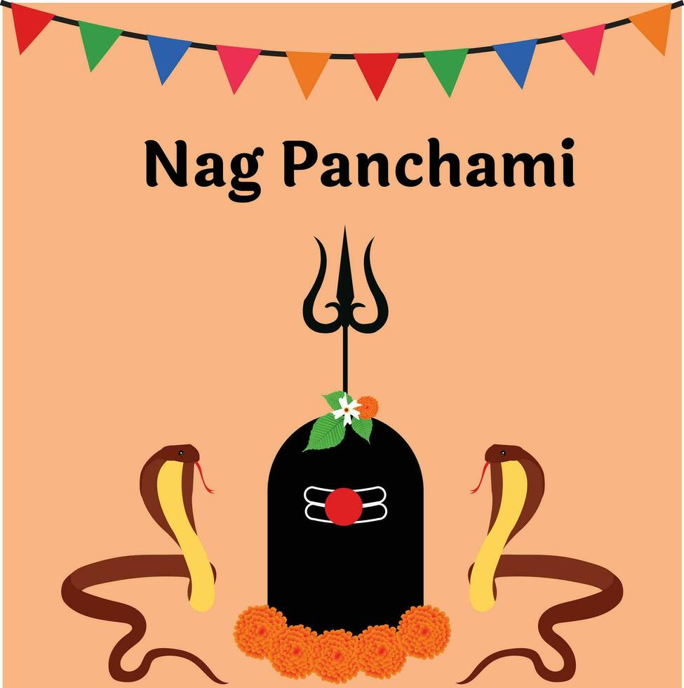 Happy Nag Panchami Indian Hindu Festival Celebration Vector Design