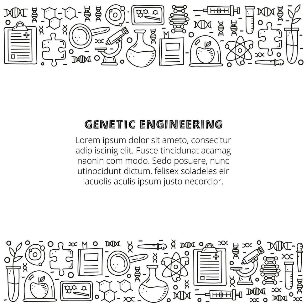 póster con letras y garabatear genético Ingenieria iconos vector