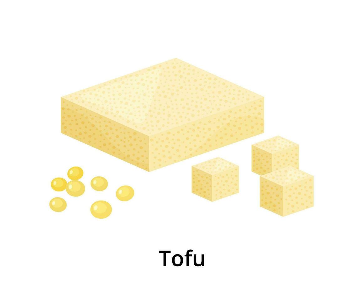 Cartoon soy tofu. vector