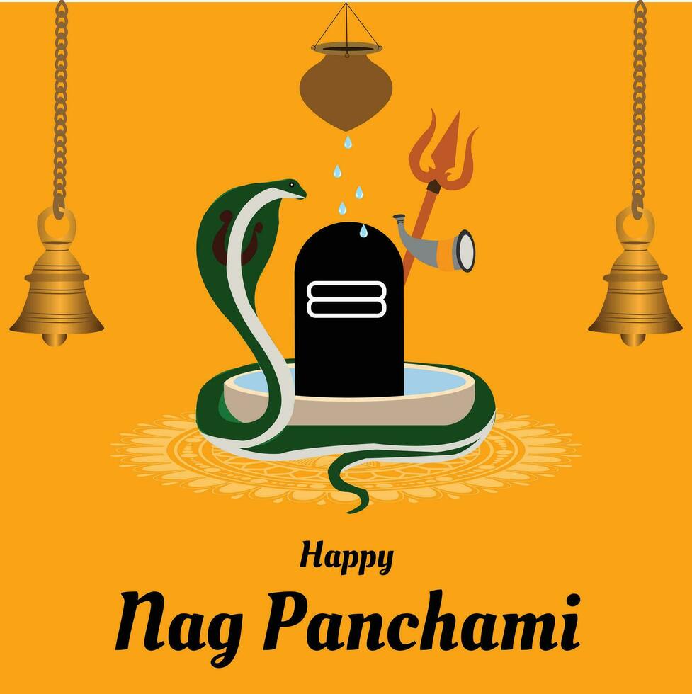 Happy Nag Panchami Indian Hindu Festival Celebration Vector Design