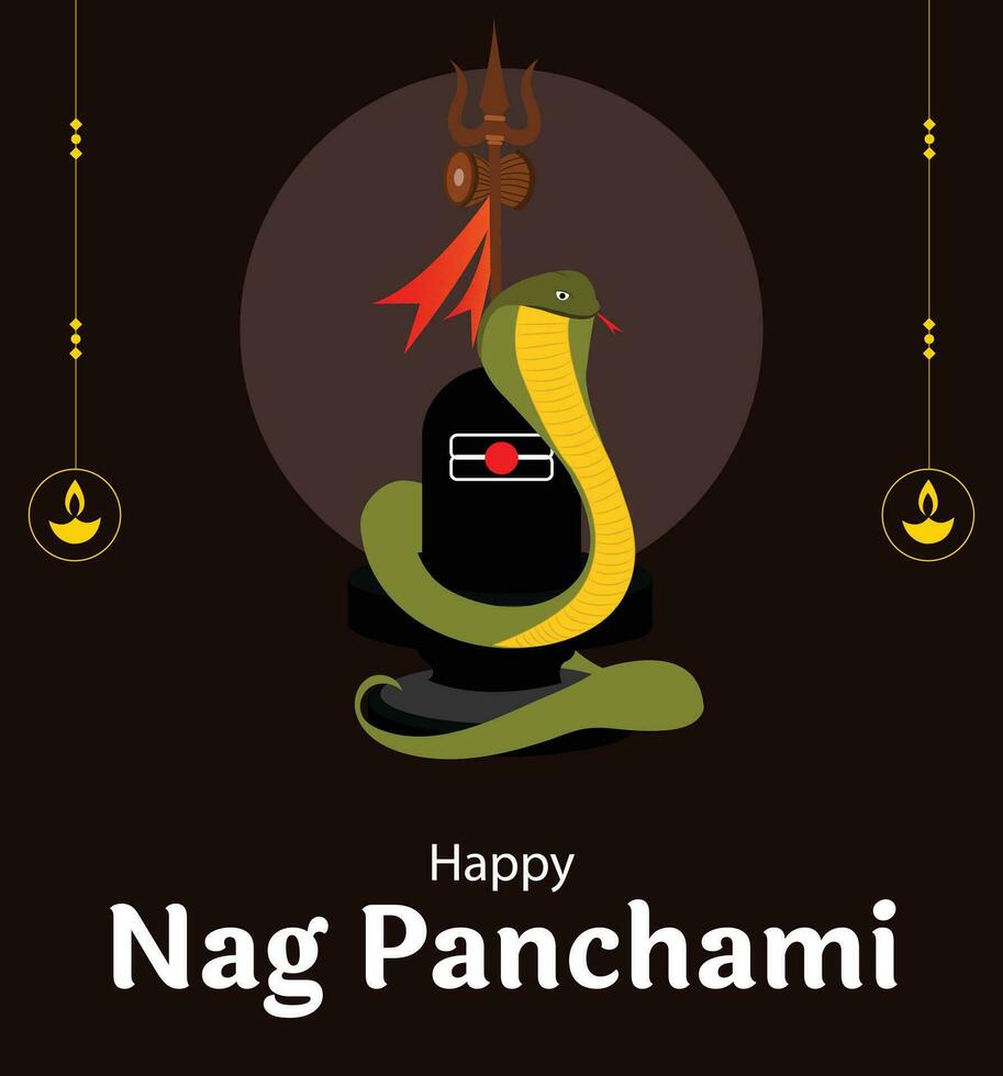 Happy Nag Panchami Indian Hindu Festival Celebration Vector Design