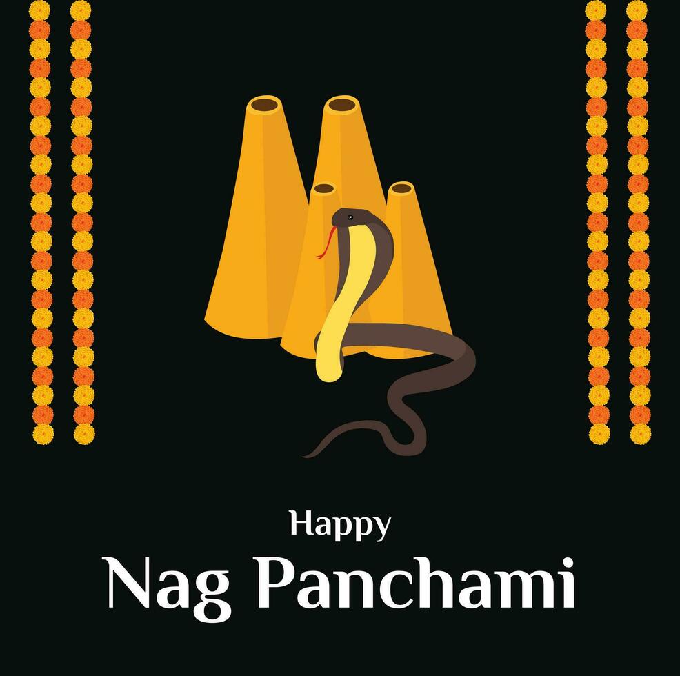 Happy Nag Panchami Indian Hindu Festival Celebration Vector Design