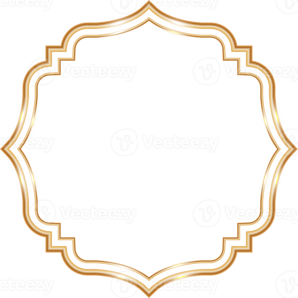 Ramadan window frame shape. Islamic golden Muslim mosque element of architecture with ornament. png