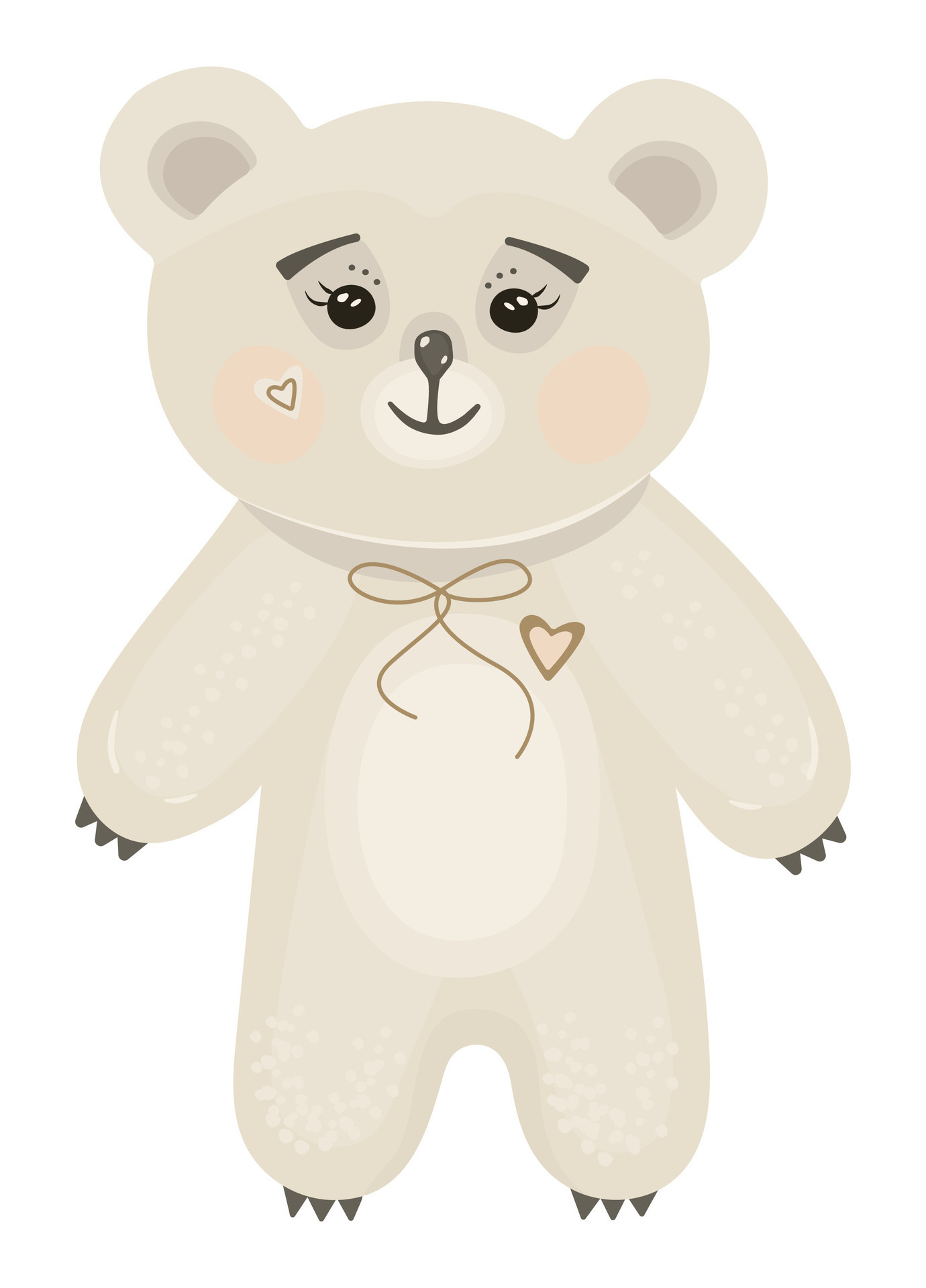 Cute white bear kawaii boho style, preppy shirt print illustration ...