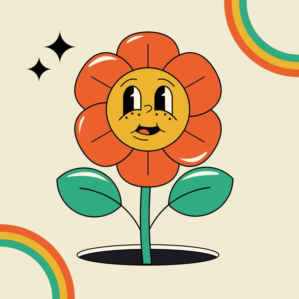 groovy flower vector illustation